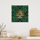 Baum des Lebens mit Triquetra Malachite und Gold Poster (Küche)
