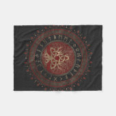 Baum des Lebens mit Triquetra schwarzem rotem Fleecedecke (Vorderseite (Horizontal))