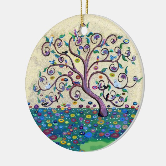 Baum des Lebens mit Vögeln Keramikornament (Links)