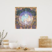 Baum des Lebens mit zartem Yang und Herzsymbol Poster (Küche)