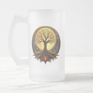 Baum des Lebens – Mondbeschienene Erleuchtung Mattglas Bierglas