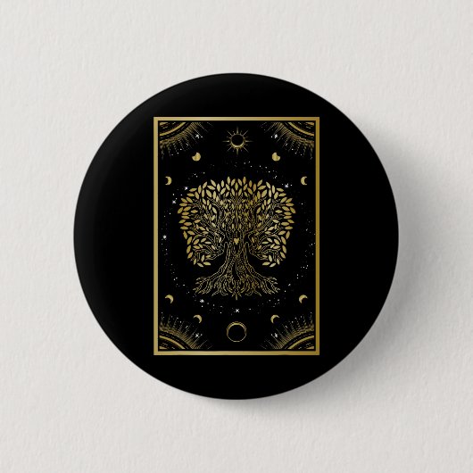 Baum des Lebens Mondphasen Zen Yoga Meditation Ach Button (Vorderseite)