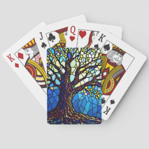 Baum des Lebens Mosaik aus zersplittertem Glas Spielkarten