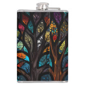 Baum des Lebens Mosaikfarbene Blätter aus festem G Flachmann (Rückseite)