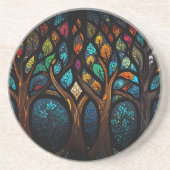 Baum des Lebens Mosaikfarbene Blätter aus festem G Getränkeuntersetzer (Vorne)
