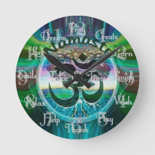 Baum des Lebens Namaste Runde Wanduhr
