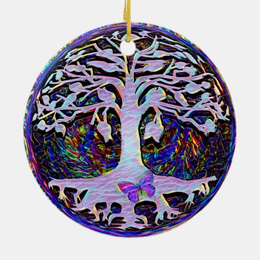 Baum des Lebens New Beginnings by Amelia Carrie Keramik Ornament (Hinten)