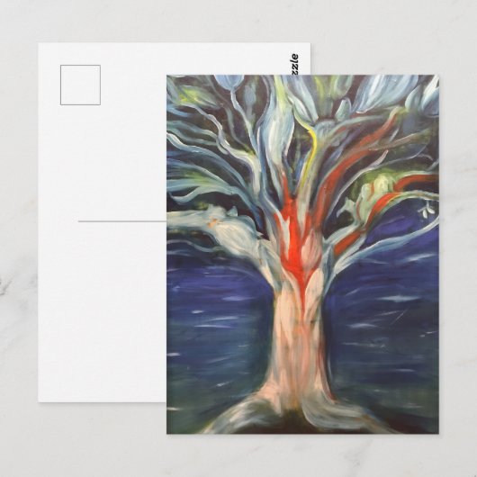 Baum des Lebens Ölmalerei Postkarte (Vorne/Hinten)