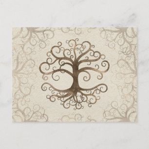 Baum des Lebens Pastel Gold auf Leinwand Feiertagspostkarte