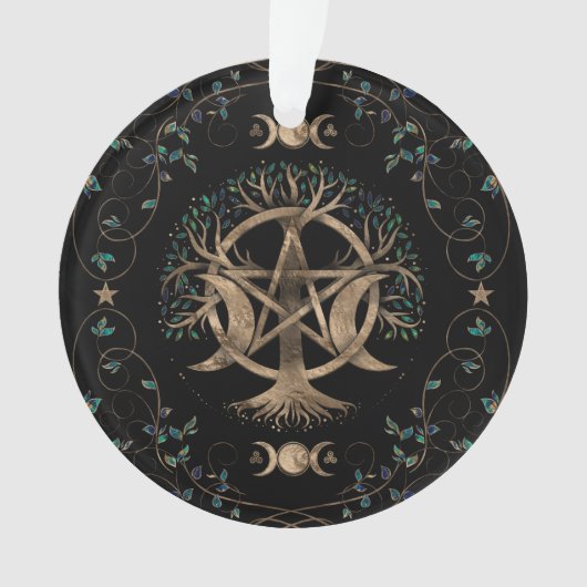 Baum des Lebens Pentagram Mond Ornament (Vorderseite)