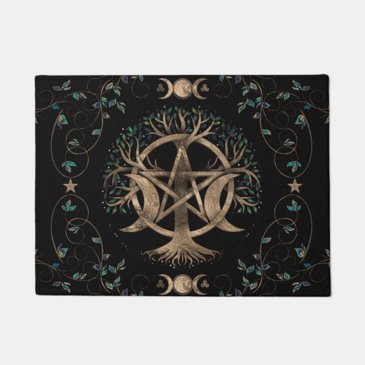 Baum des Lebens Pentagram Mond Ornament Fußmatte (Vorderseite)