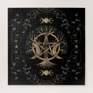 Baum des Lebens Pentagram Mond Ornament Puzzle