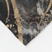 Baum des Lebens - Perle, Gold und schwarzer Marmor Fleecedecke (Ecke)