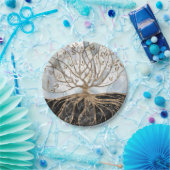 Baum des Lebens - Perle, Gold und schwarzer Marmor Pappteller (Party)