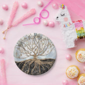 Baum des Lebens - Perle, Gold und schwarzer Marmor Pappteller (Party)