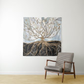 Baum des Lebens - Perle, Gold und schwarzer Marmor Wandteppich (Beispiel)