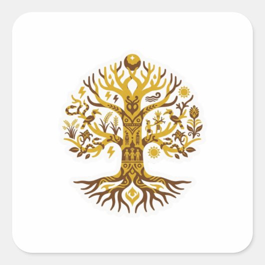 Baum des Lebens Quadratischer Aufkleber (Vorderseite)