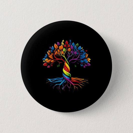 Baum des Lebens Rainbow Lgbt Gay Lesbian Pride Fla Button (Vorderseite)