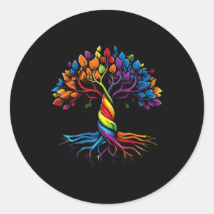 Baum des Lebens Rainbow Lgbt Gay Lesbian Pride Fla Runder Aufkleber