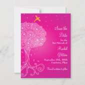 Baum des Lebens Rosa Bat Mitzvah Save the Date (Vorderseite)