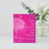 Baum des Lebens Rosa Bat Mitzvah Save the Date (Stehend Vorderseite)