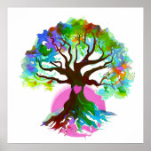 Baum des Lebens Rosa Herz Poster (Vorne)
