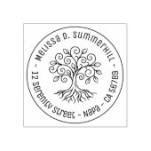 Baum des Lebens runde Adresse Gummistempel (Prägung)
