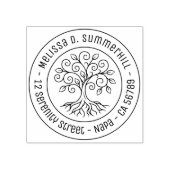 Baum des Lebens runde Adresse V2 Gummistempel (Prägung)