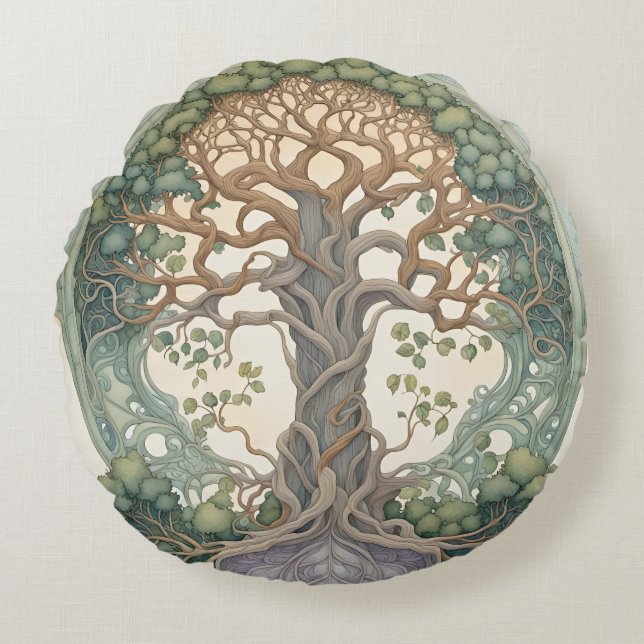 Baum des Lebens Rundes Kissen (Vorderseite)
