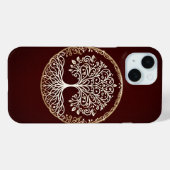 Baum des Lebens Rustikal Dunkelrot Keltisch Case-Mate iPhone Hülle (Rückseite (Horizontal))