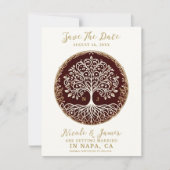 Baum des Lebens Rustikal dunkelrot keltisch Save t Einladung (Vorderseite)