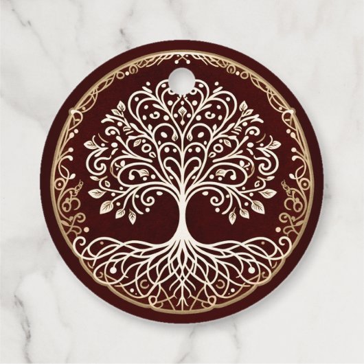 Baum des Lebens Rustikale dunkle rote keltische Ho Geschenkanhänger (Rückseite)