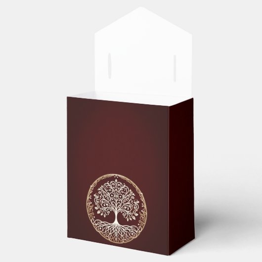 Baum des Lebens Rustikale dunkle rote keltische Ho Geschenkschachtel (Geöffnet)