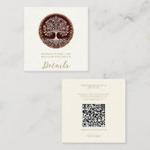 Baum des Lebens Rustikale dunkle rote keltische Ho Quadratische Visitenkarte (Vorne/Hinten)