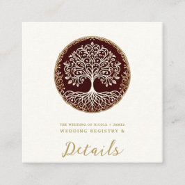 Baum des Lebens Rustikale dunkle rote keltische Ho Quadratische Visitenkarte