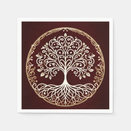 Baum des Lebens Rustikale dunkle rote keltische Ho Serviette