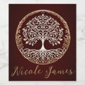 Baum des Lebens Rustikale dunkle rote keltische Ho Weinetikett (Einzelnes Label)