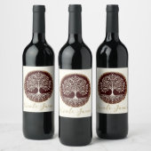 Baum des Lebens Rustikale dunkle rote keltische Ho Weinetikett (Flaschen)