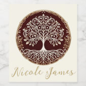 Baum des Lebens Rustikale dunkle rote keltische Ho Weinetikett (Einzelnes Label)