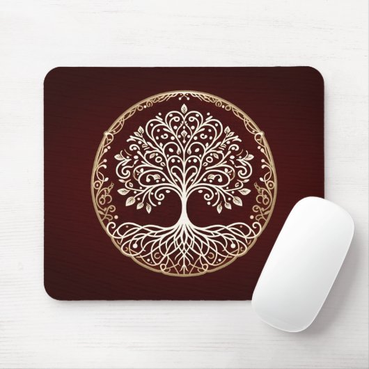 Baum des Lebens Rustikaler Dunkler Himmel Mousepad (Mit Mouse)