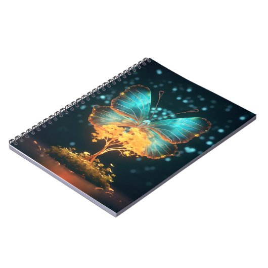 Baum des Lebens Schöne große Schmetterlinge Notizblock (Linke Seite)