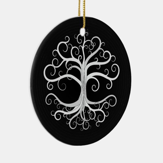 Baum des Lebens Schwarzweiss Keramik Ornament (Rechts)