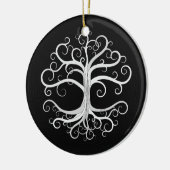 Baum des Lebens Schwarzweiss Keramik Ornament (Links)