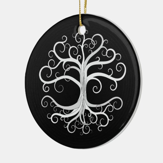 Baum des Lebens Schwarzweiss Keramik Ornament (Links)