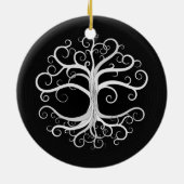 Baum des Lebens Schwarzweiss Keramik Ornament (Hinten)