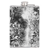 Baum des Lebens - Spiralen Blätter Grunge Stil 1 Flachmann (Rückseite)