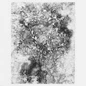 Baum des Lebens - Spiralen Blätter Grunge Stil 1 Fleecedecke (Vorderseite)
