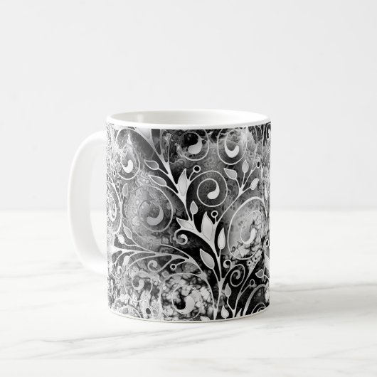 Baum des Lebens - Spiralen Blätter Grunge Stil 1 Kaffeetasse (Vorderseite Links)
