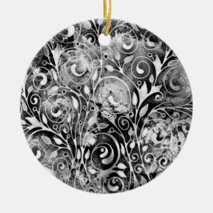 Baum des Lebens - Spiralen Blätter Grunge Stil 1 Keramik Ornament