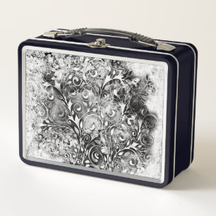 Baum des Lebens - Spiralen Blätter Grunge Stil 1 Metall Brotdose